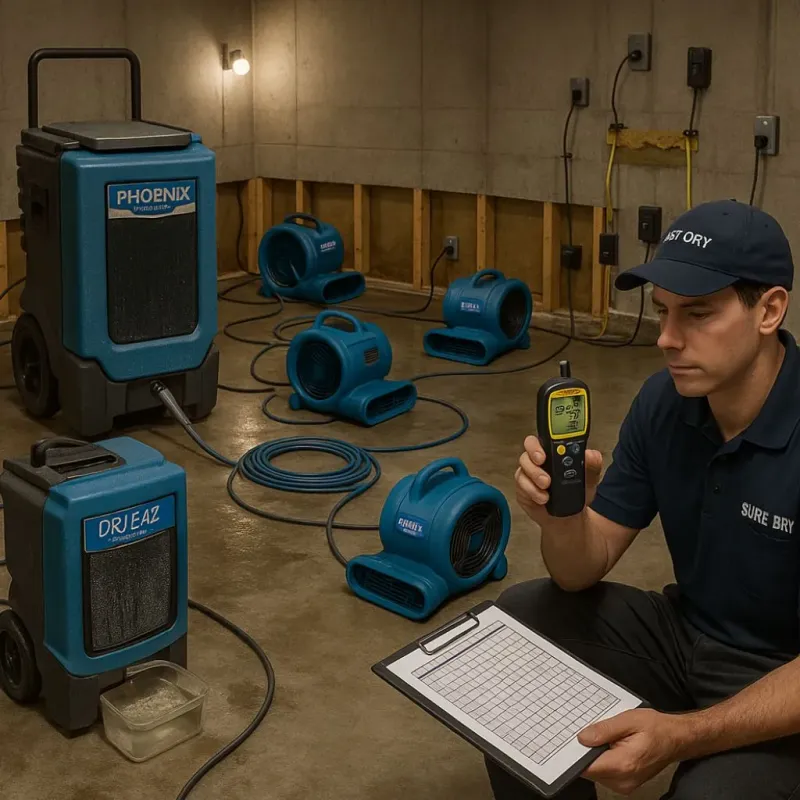 Structural Drying and Dehumidification process in Choctaw, OK